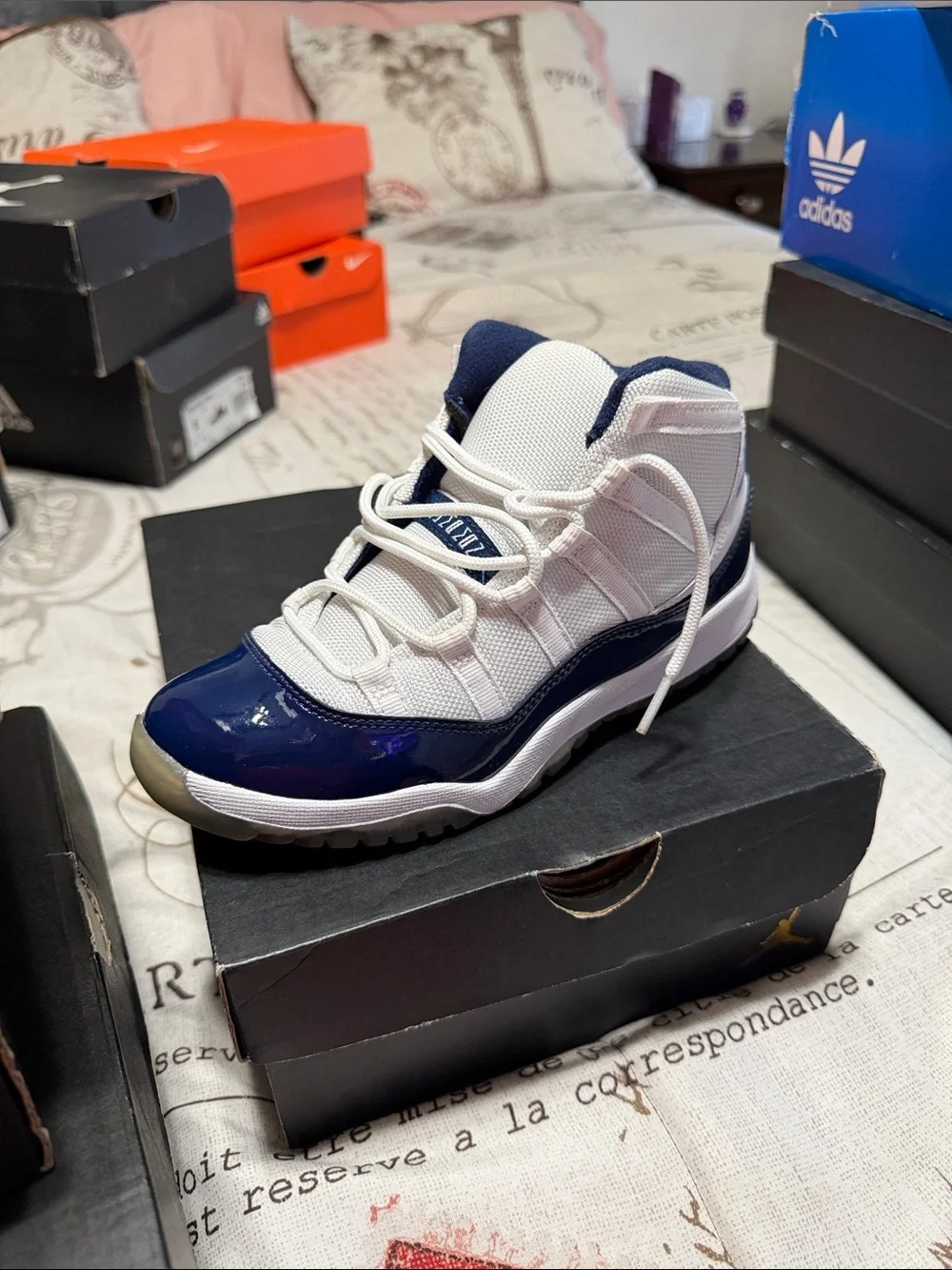 Jordan Kids Navy and White High-Top Sneakers